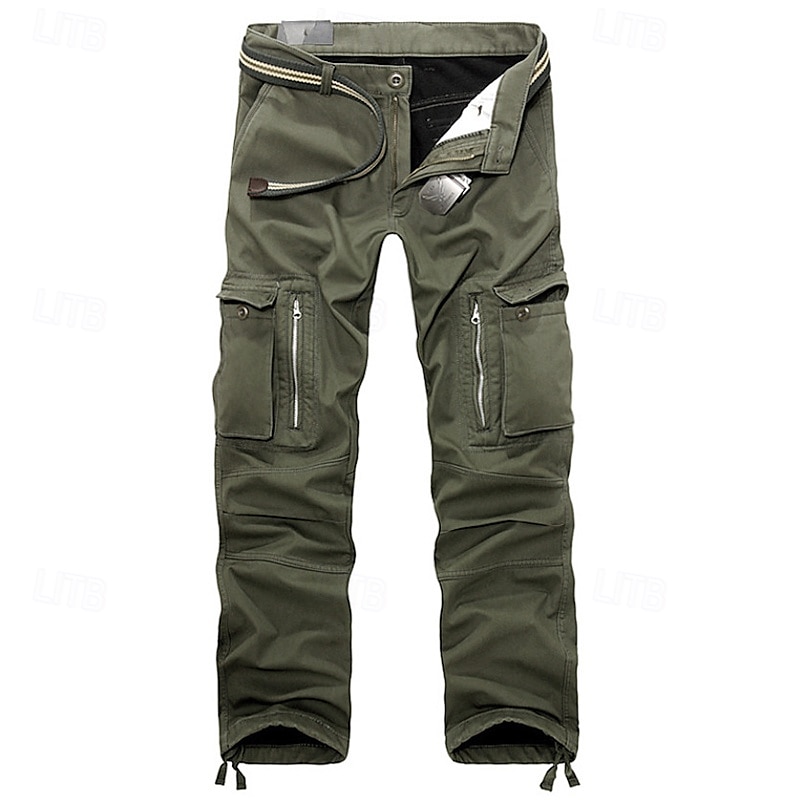 Men's Fleece Lined Pants Hiking Pants Trousers Work Pants Cargo Pants Track Pants Winter Outdoor Thermal Warm Windproof Fleece Lining Ripstop Bottoms khaki Black Army Green Fishing Climbing Running3