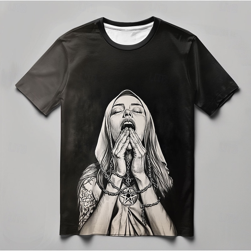 Men's Gothic Horror Dark T Shirt Short Sleeve T shirt 3D Print Crew Neck Shirt Fashion Athleisure Street Sports Outdoor Daily Black Dark Gray Summer Spring Clothing Apparel S M L XL XXL XXXL4