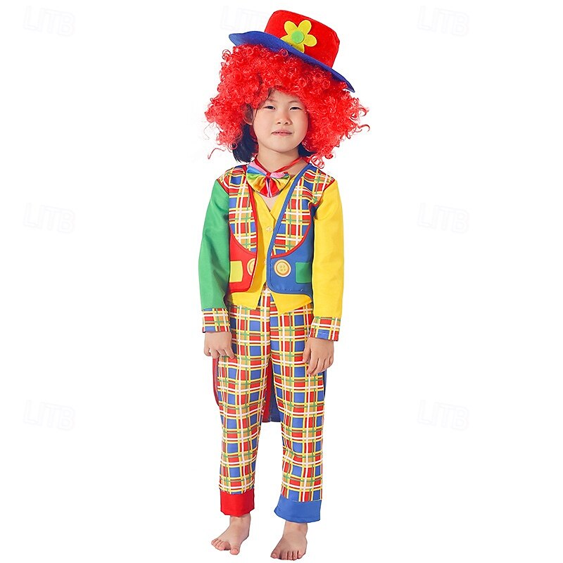 Joker Clown Halloween Outfits Cosplay Wigs Costume Circus Carnival Costume Cosplay Funny Costume Kid's Boys' Girls' Halloween Carnival Mardi Gras Performance Party Easy Halloween Costumes Dress Up2