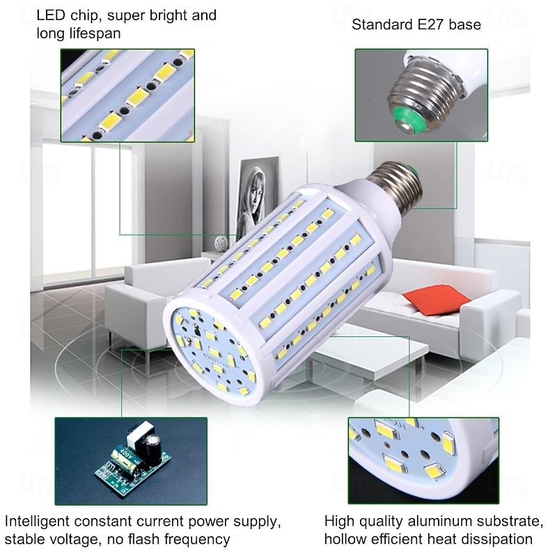 E27 30W LED Corn Light Bulb 85V-265V, 200W Equivalent for Home, Warehouse & Garden Lighting3