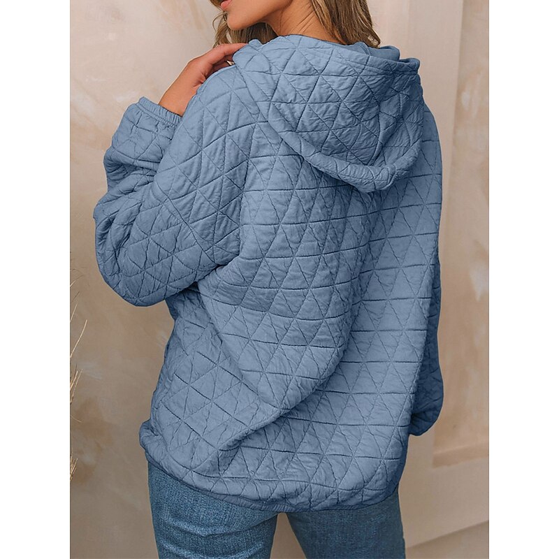 Women's Hoodie Sweatshirt Casual Plain Street Dailywear Hoodie Pocket Long Sleeve White Blue Gray Fall Winter2