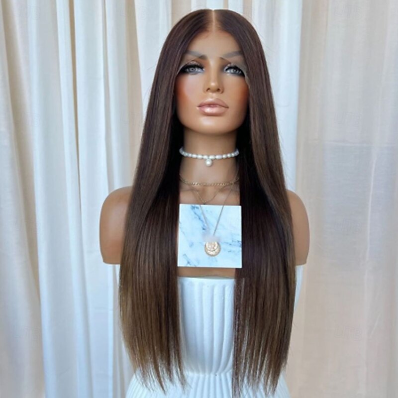 Remy Human Hair 5x5 Closure 13x4 Lace Front Wig Layered Haircut Brazilian Hair Straight Multi-color Wig 130% 150% Density Ombre Hair Highlighted / Balayage Hair 100% Virgin Glueless Pre-Plucked For2