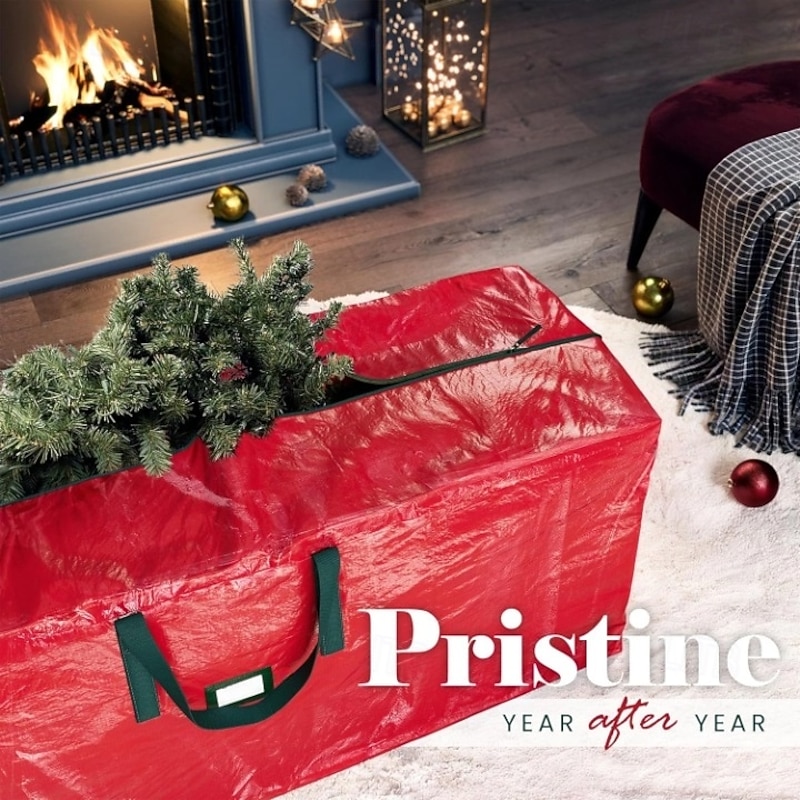 Christmas Tree Storage Bag Heavy Duty Christmas Tree Bag Red - Tree Bags For Storage - Xmas Tree Storage Bag Holds 7.5-9 Ft Christmas Tree Bag For All Year Round Christmas Storage4