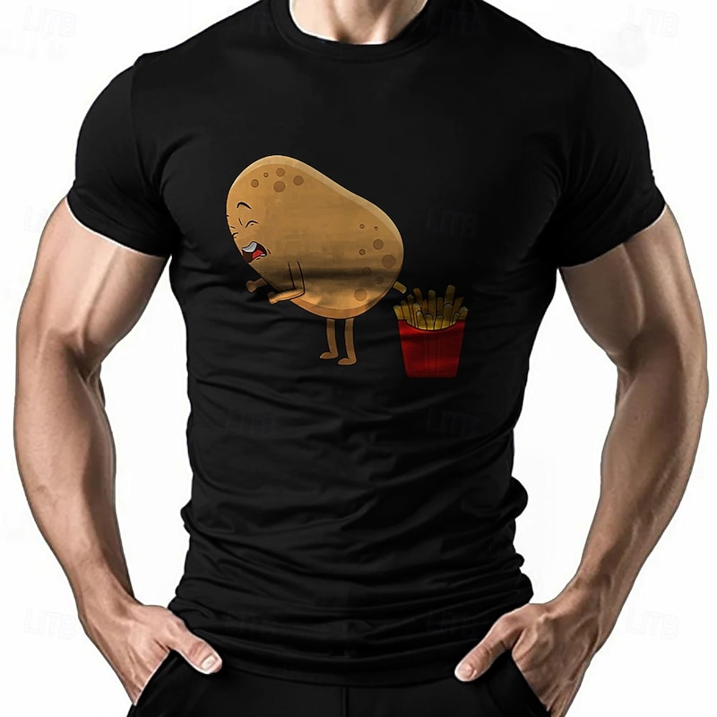 Men's Funny Potato T Shirt Short Sleeve T shirt 3D Print Crew Neck Shirt Fashion Athleisure Street Sports Outdoor Daily Black White Red Summer Spring Clothing Apparel S M L XL XXL XXXL4