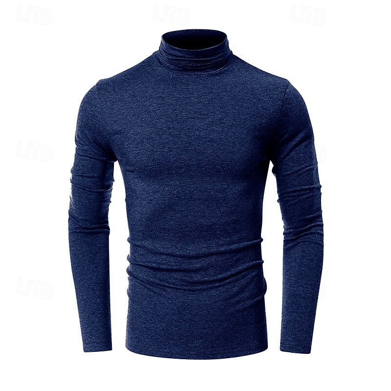 Men's T Shirt Tee Tee Top Long Sleeve Shirt Long Sleeve Turtleneck Spring &  Fall Plain Fashion Designer Basic Classic Vacation Street Going out Dark Gray Black White Top Tee for Men2