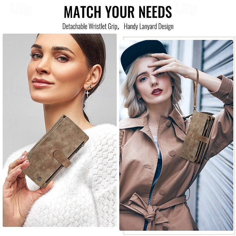 Phone Case For S25 S24 S24 FE S23 S22 S21 Ultra Plus A55 5G A35 5G A25 A15 Wallet Case with Stand Holder Magnetic Zipper Retro TPU PU Leather4