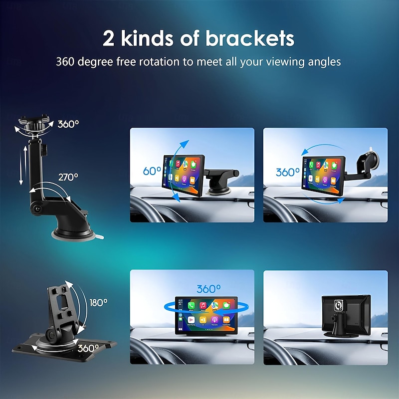 9 inch Touch Screen for Apple Carplay Android Auto Mirror Link Bluetooth Portable Car Stereo Radio Receivers GPS Navigation with 4K Dash Cam 1080P Backup Camera2