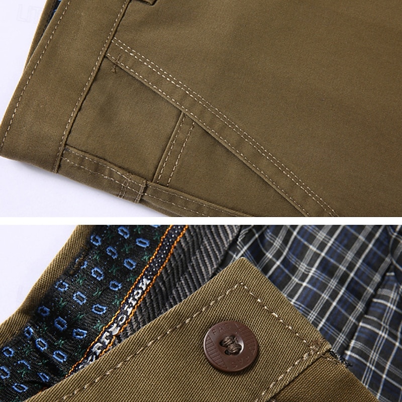 Men's Dress Pants Trousers Chinos Buttons Pocket Plain Comfort Formal Party Work Fashion Classic Style Black Brown Micro-elastic4