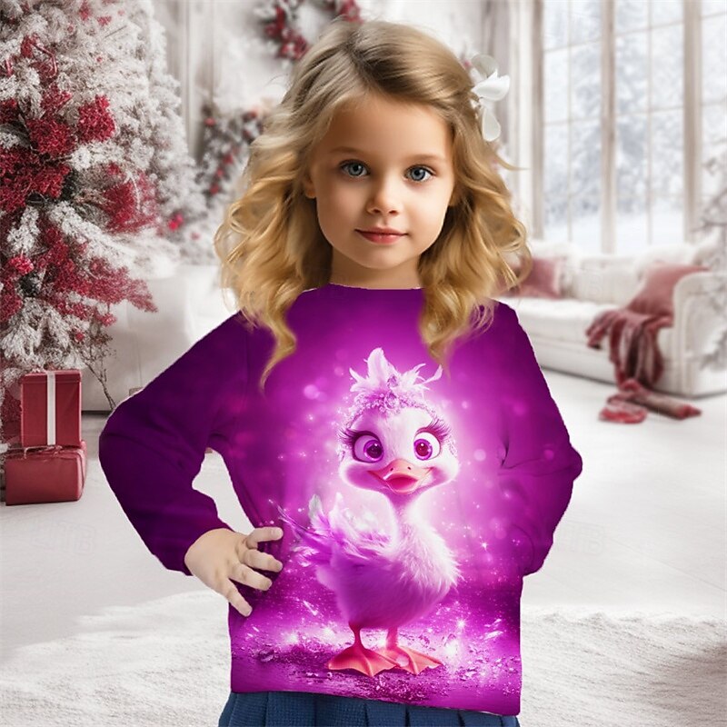 Girls' 3D Graphic Animal Sweatshirt Long Sleeve Spring Fall Fashion Basic Kids 4-12 Years Crew Neck Outdoor Casual Daily Regular Fit2