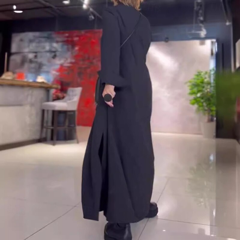 Women's Maxi Dress Black Dress Cocktail Dress Formal Dress Elegant Formal Formal Party Loose Fit Long Sleeve V Neck Black Red Blue Spring Fall2