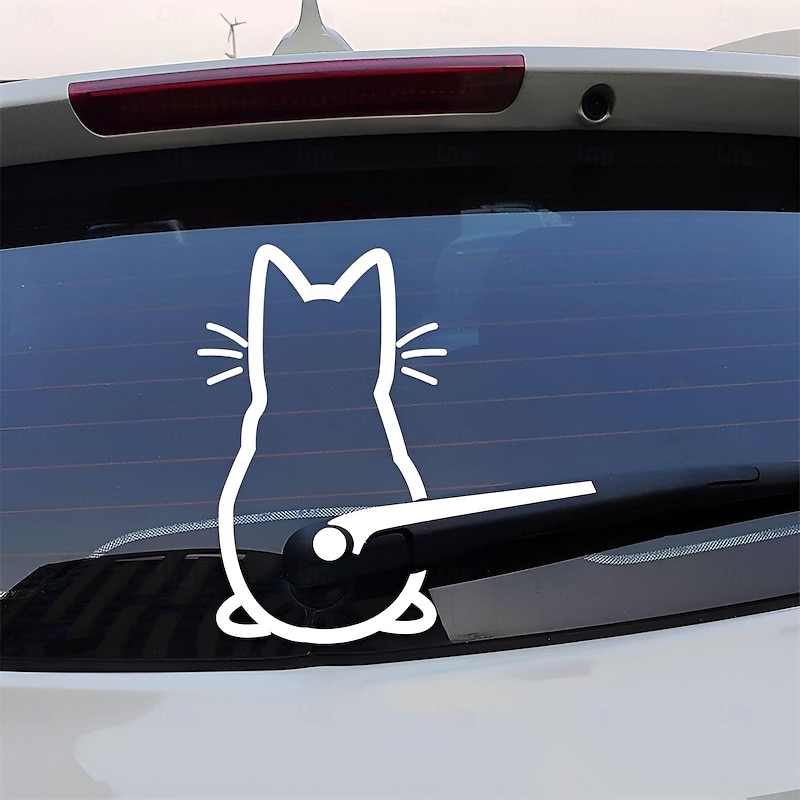 Cute Kitten Cat Car Windshield Wiper Art Sticker Decor Lovely Animal Cat Mural Art Decal for Car Rear Wiper