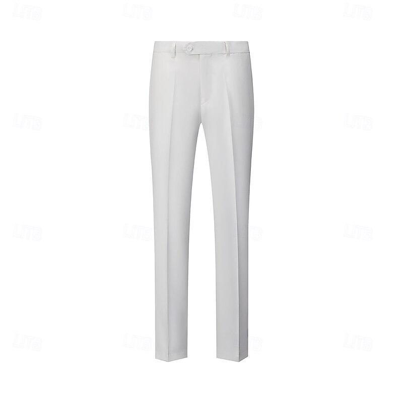 Men's Dress Pants Long Pants Black White Dark Navy Solid Color Micro-elastic Standard Fit 20242