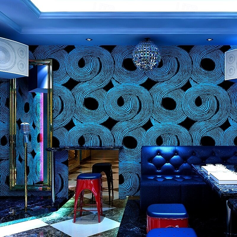 1 Roll Non self-adhesive wallpaper KTV room wallpaper 3D wallpaper e-sports room internet cafe decoration bar restaurant background wall wallpaper glue required 950x53cm/374x20.87inch3