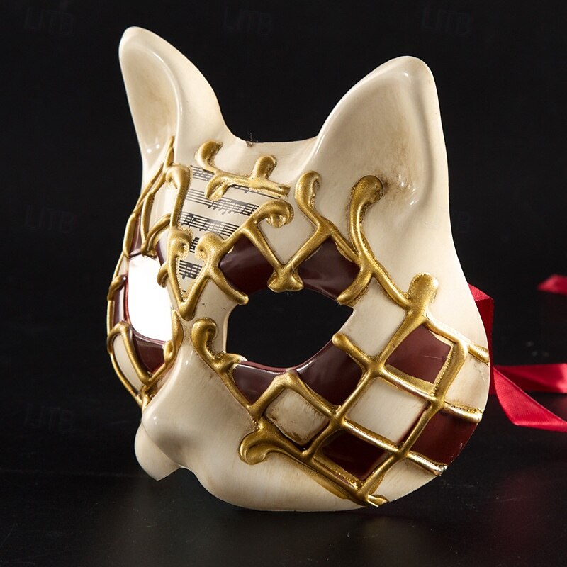 Cat Harlequin Halloween Venetian Mask Gnaga Carnival Mask Half Face Kid's Boys' Girls' Halloween Carnival Mardi Gras Party Masquerade Carnival of Venice Easy Halloween Costumes Dress Up4
