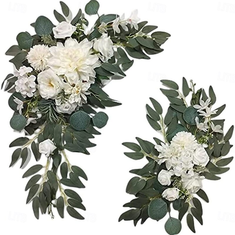 2 Packs Artificial Flowers Decorations, Spring Wedding Flowers,Floral Swag Wedding, Banquet, Party, Reception Entrance Welcome Sign and Background Decoration2
