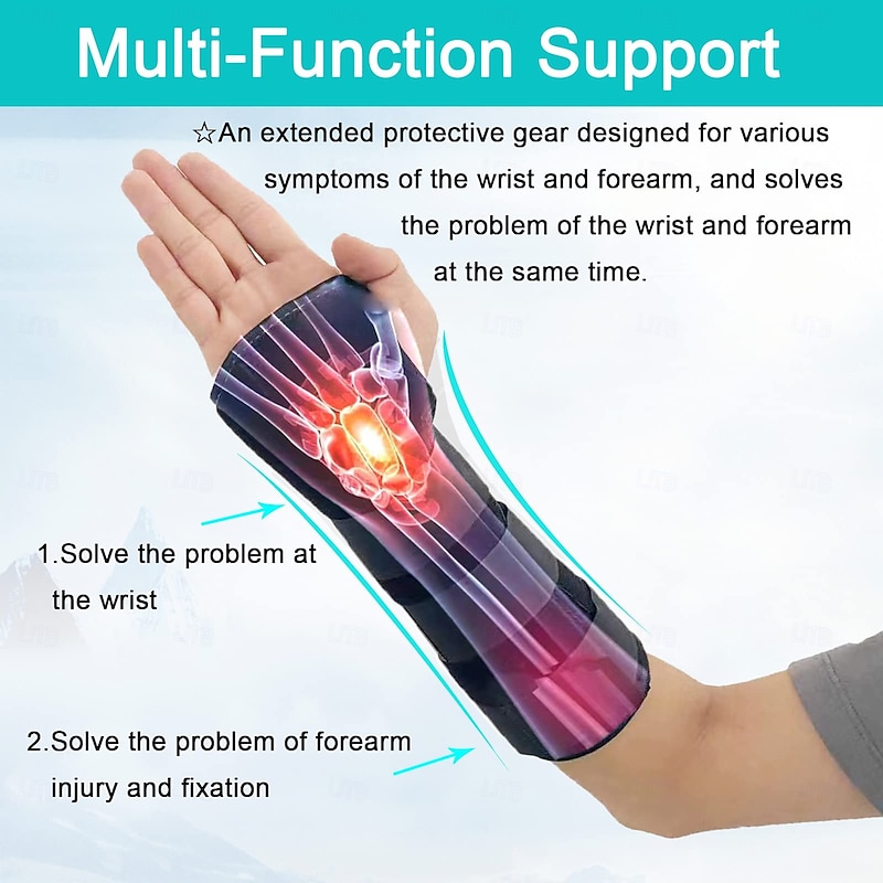 Unisex Forearm and Wrist Support Splint Brace Double Fixation Wrist Brace for Carpal Tunnel,Adjustable Night Time Forearm Immobilizer Brace Splints4