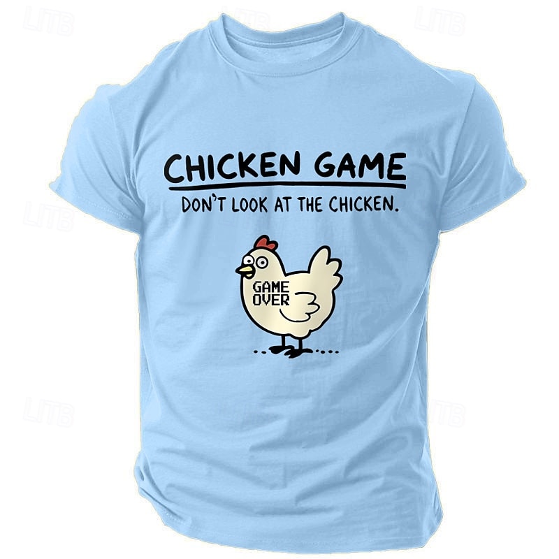 Men's Chick Letter Printed T Shirt 100% Cotton Short Sleeve Graphic Shirt Dark Blue Beige Light Blue Comfortable Tee Vacation Street Fashion Designer Clothing