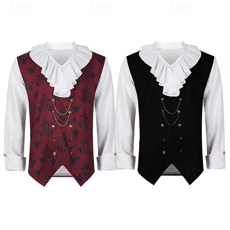 Victorian Medieval Renaissance Cosplay Costume Masquerade Shirt Prince Vampire Flounced Fancy Dress Men's Fantasy Royal Steampunk Halloween Carnival Masquerade Event / Party Adults' Shirt Spring