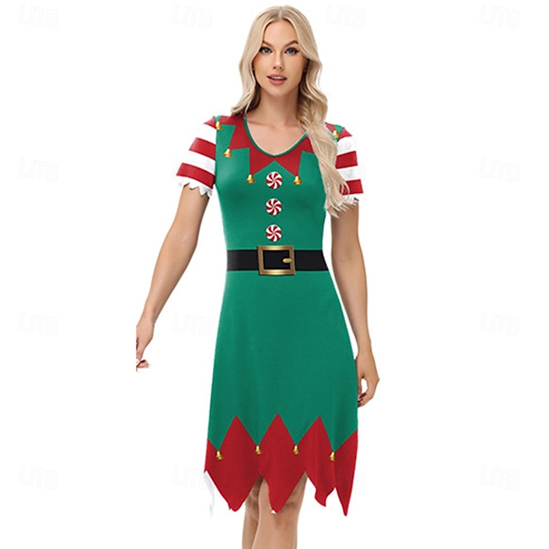 Elf Christmas Trees Fancy Christmas Dress Women's Christmas Novelty Funny Adults Christmas New Year Christmas Eve Christmas Dress3