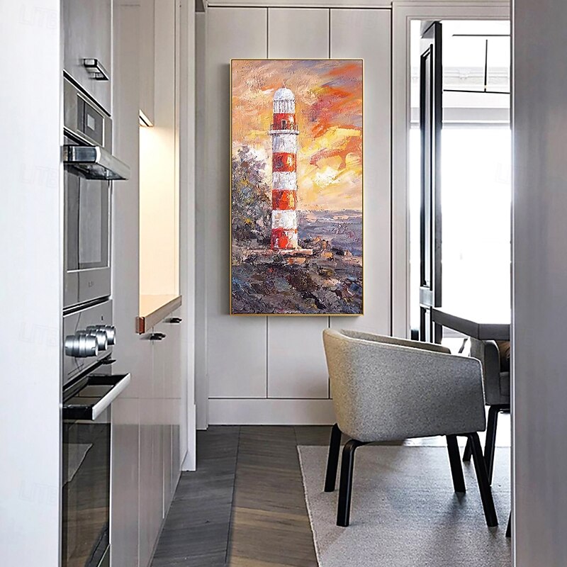 Handmade Oil Painting Canvas Wall Art Decoration Modern Landscape Lighthouse for Home Decor Rolled Frameless Unstretched Painting3