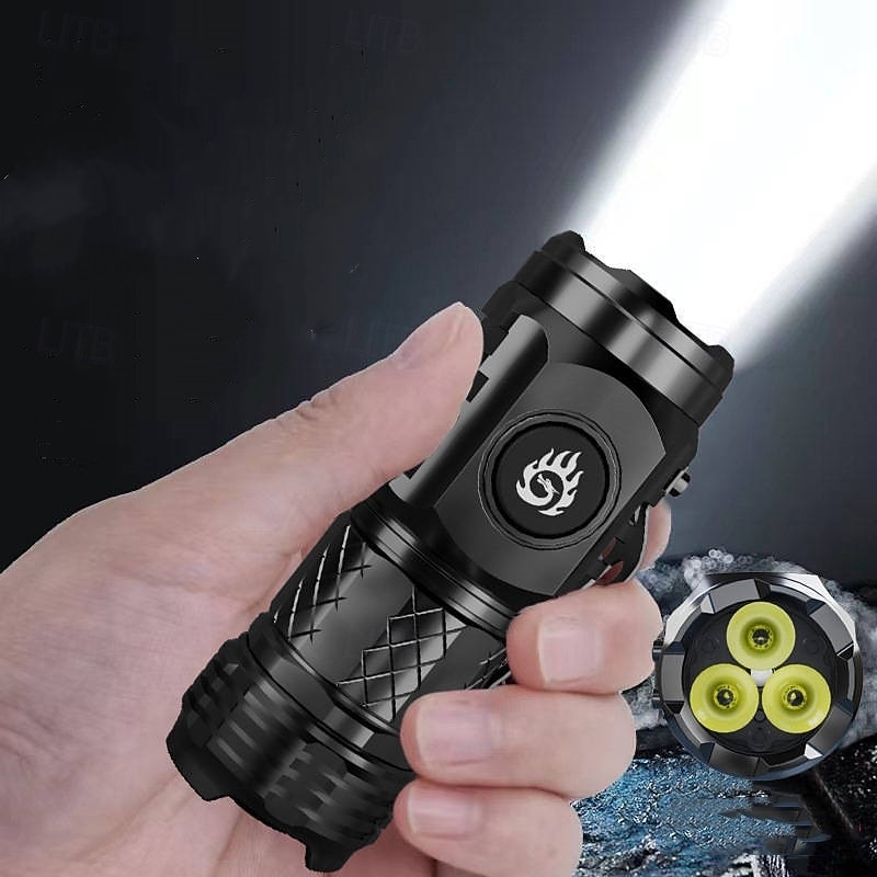 Three-eye Small Flashlight with High-brightness LED Light for Home and Outdoor UseLong-lasting Battery Life Easy to Carry Rechargeable Mini Lartern Flashlight Camping Light