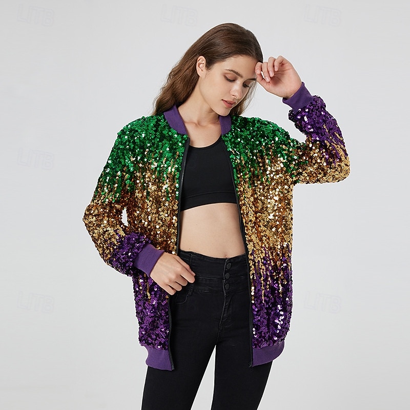 Retro Vintage 1970s Coat Masquerade Sequins Fancy Dress Women's Halloween Carnival Masquerade Party Pride Parade Pride Month Adults' Coat