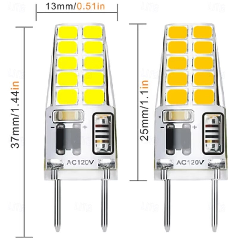 10pcs Dimmable G8 LED Bulbs, 3W 20 LEDs Silicon LED Replacement for Halogen Chandeliers 120V2