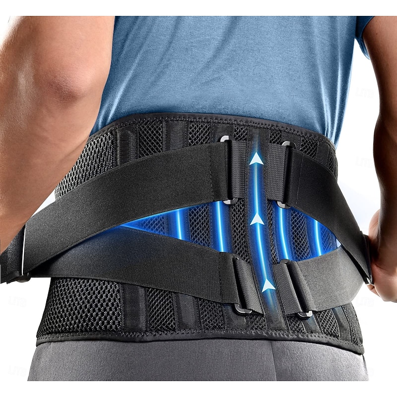 Air Mesh Back Brace for Men Women Lower Back Pain Relief with 7 Stays, Anti-skid, Adjustable Lumbar Support Belt for Work for Sciatica Scoliosis