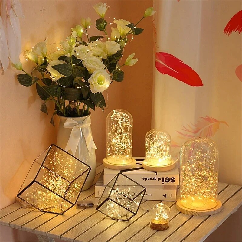 2pcs USB LED String Lights, Copper/Silver Wire Waterproof Fairy Lights 2m 3m 5m 10m 20m for Christmas, Wedding, Party Decor4