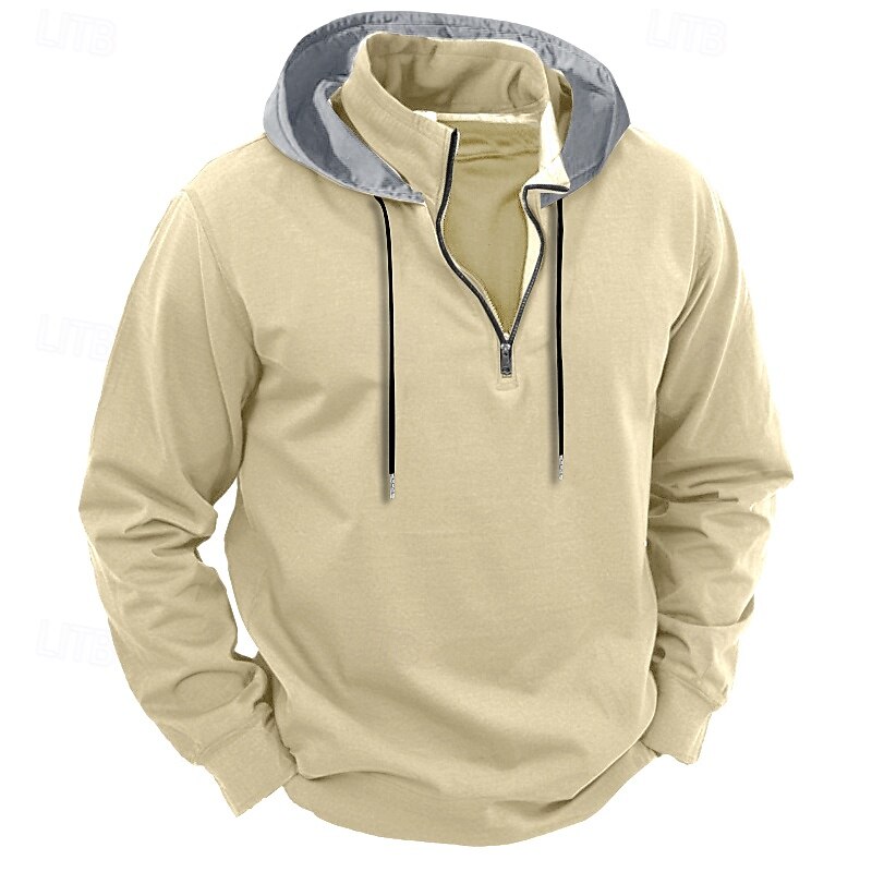 Men's Hoodie Quarter Zip Hoodie Wine Red Black White Red Brown Hooded Color Block Pocket Sports & Outdoor Daily Holiday Streetwear Cool Casual Spring &  Fall Clothing Apparel Hoodies Sweatshirts3