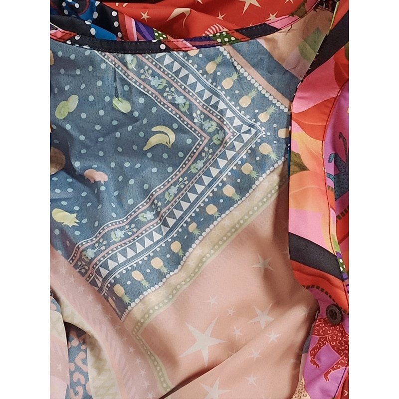 Women's Color Block V Neck Maxi Dress Long Sleeve Summer Spring4