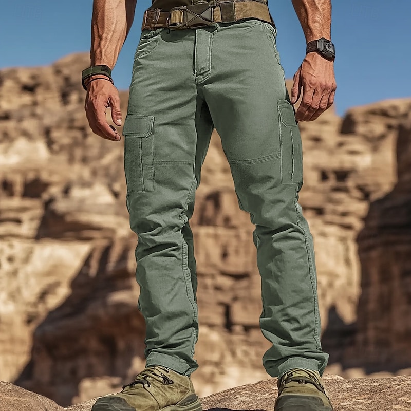 Men's Cargo Pants Cargo Trousers Trousers Hiking Pants Multi Pocket Straight Leg Plain Waterproof Comfort Full Length Outdoor Daily Camping & Hiking Fashion Black Light Green4