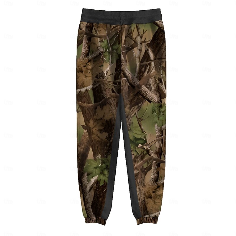 Men's Camo Fleece Sweatpants Drawstring Elastic Waist Vintage Casual Outdoor Street Dailywear Pocket Thermal Winter 3D Print Black Army Green Gray4