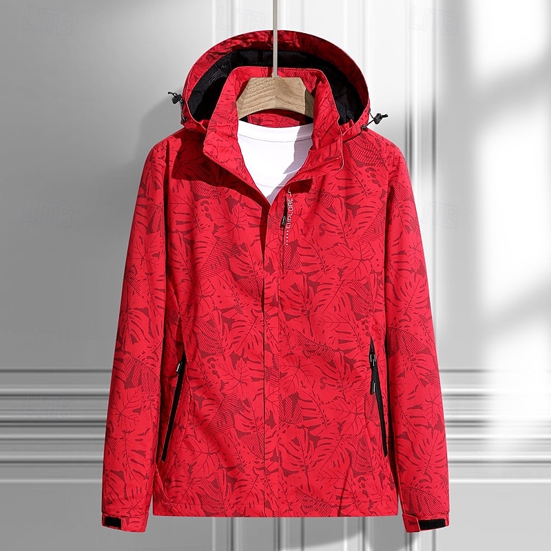 Men's Softshell Jacket Hiking Jacket Outdoor Camo Windproof Water Resistant Windbreaker Jacket Traveling Black Ivory Red Dark Blue3