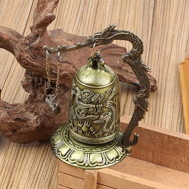 Antique Bronze Dragon Bell - Majestic Feng Shui Decor - Hand-Crafted Metal Ornament for Collectors & Home Aesthetics2