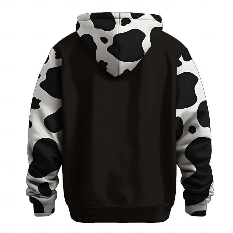 Men's Milk Cows Hoodies Sweatshirt Fashion Cool Long Sleeve Crew Neck Party Holiday Black Drawstring Fall Winter Designer2