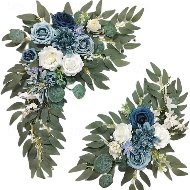 2 Packs Artificial Flowers Decorations, Spring Wedding Flowers,Floral Swag Wedding, Banquet, Party, Reception Entrance Welcome Sign and Background Decoration