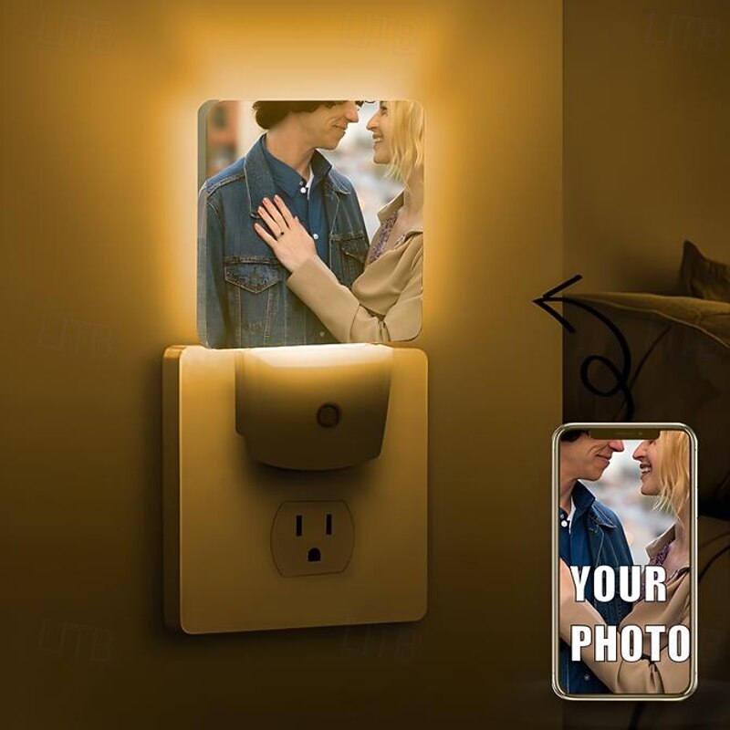 Personalized Plug-in Night Lights with Sensor Valentines Personalized Your Own Photo Auto Dusk-to-Dawn Sensor Night Lamp for Valentine's Day Bedroom Bathroom Hallway3