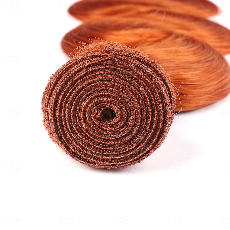 3 Bundle Human Hair Weaves Ginger Color Body Wave Human Hair 12-28 Inches3