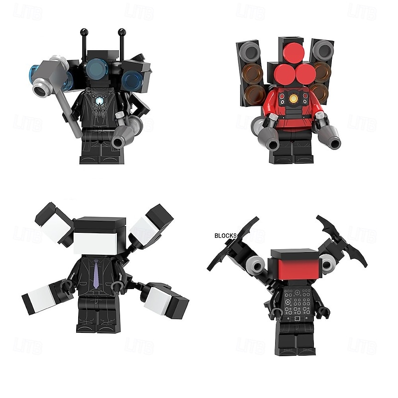 4Pack Toilet Blocks Toys TV Building Blocks Toys Imaginative Construction Playset Blocks Action FigureBirthday Building Blocks for Adults Kids Fans