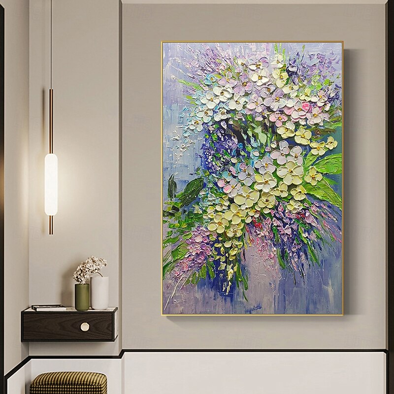 Mintura Handmade Abstract Texture Flowers Oil Paintings On Canvas Modern Wall Art Room Decoration Picture For Home Decor Rolled Frameless Unstretched Painting4
