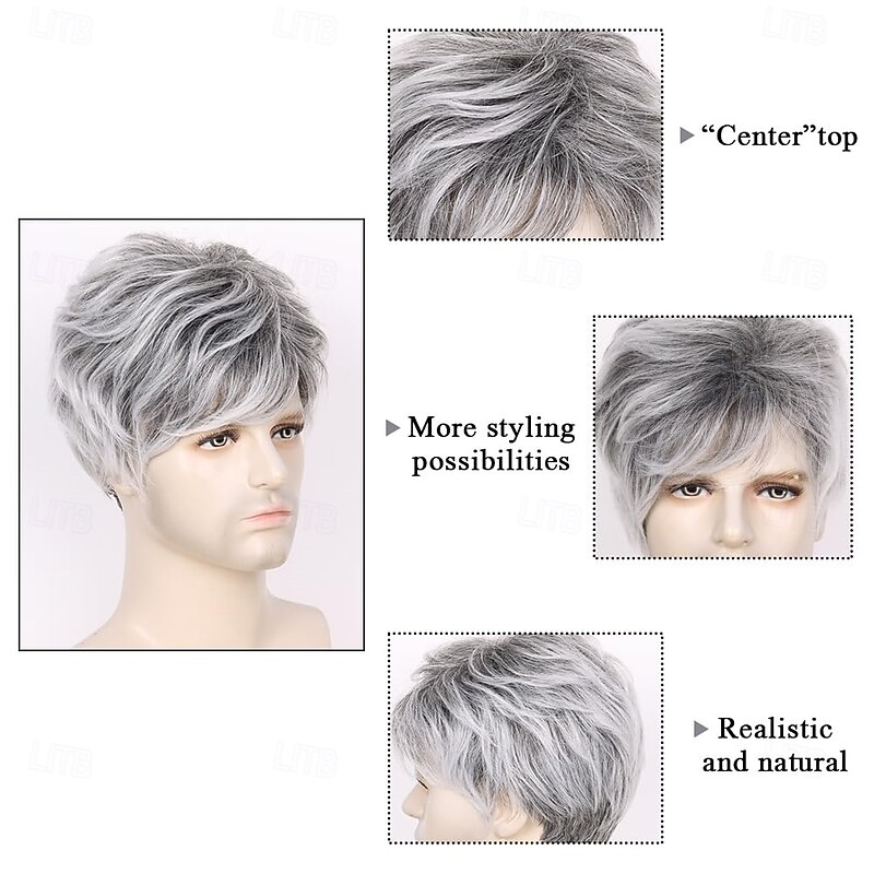 Mens Wigs Short Synthetic Layered Party Hair Full Wig for Male Guy Short Wigs for Men4