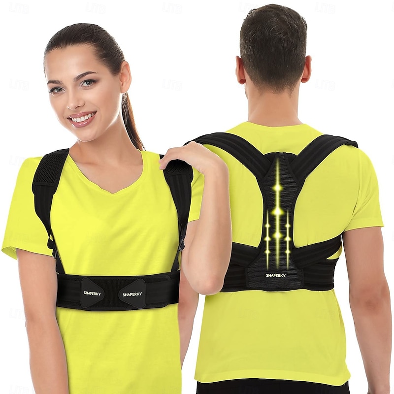 Posture Corrector for Men and Women, Adjustable Upper Back Brace, Muscle Memory Support Straightener, Providing Pain Relief from Neck, Shoulder, and Upper and Lower Back