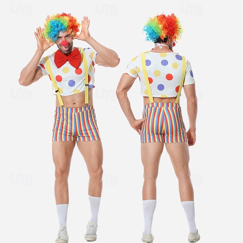 Joker Clown Halloween Outfits Costume Circus Carnival Costume Pride Rainbow Cosplay Adults' Men's Halloween Carnival Mardi Gras Performance Pride Parade Pride Month Easy Halloween Costumes Dress Up2
