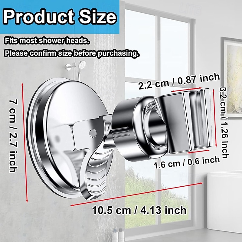 Shower Head Holder Suction Cup Shower Head Holder Adjustable Height Wall Mount Shower Wand Holder Bracket ABS Removable Handheld Shower Head Holder Silver3