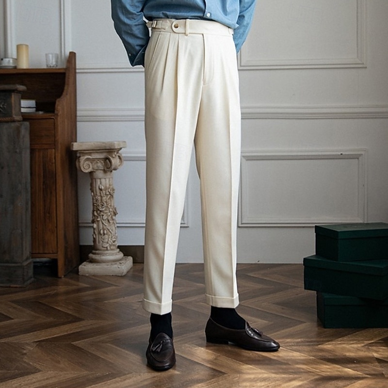 Men's Graduation Dress Pants Trousers Chinos Pocket Solid Color Comfort Formal Party Work Fashion Classic Style Black Khaki Micro-elastic2