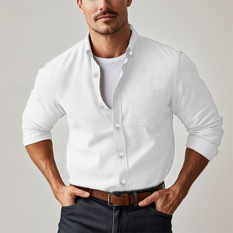 Men's Dress Shirt Button Down Shirt Oxford Shirt Graphic Prints Wedding Party Light Pink Light Blue Black White Long Sleeve Square Neck All Seasons Clothing Apparel Pocket2