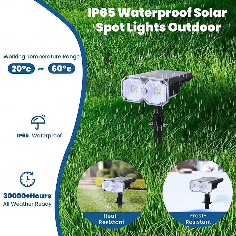 Solar Spot Lights Outdoor Motion Sensor Lawn Lights 2 Modes Outdoor Spotlights Waterproof Garden Light Christmas Holiday Garden Tree Landscape Decoration Lighting Warm Light/White Light 1/2pcs4