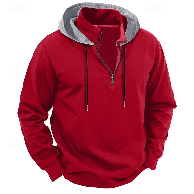 Men's Hoodie Quarter Zip Hoodie Wine Red Black White Red Brown Hooded Color Block Pocket Sports & Outdoor Daily Holiday Streetwear Cool Casual Spring &  Fall Clothing Apparel Hoodies Sweatshirts2