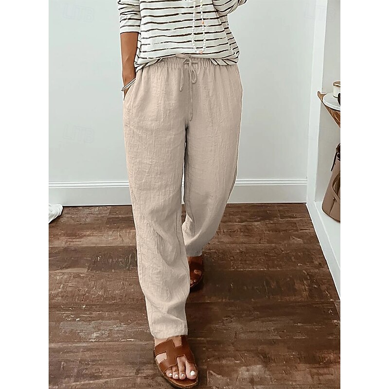 Women's Sweatpants Chinos Fashion Streetwear Full Length Mid Rise Plain Pocket Elastic Waistband Comfy Soft Comfortable Inelastic Outdoor Street Robin's Egg Blue Grey Khaki Spring &  Fall Regular Fit